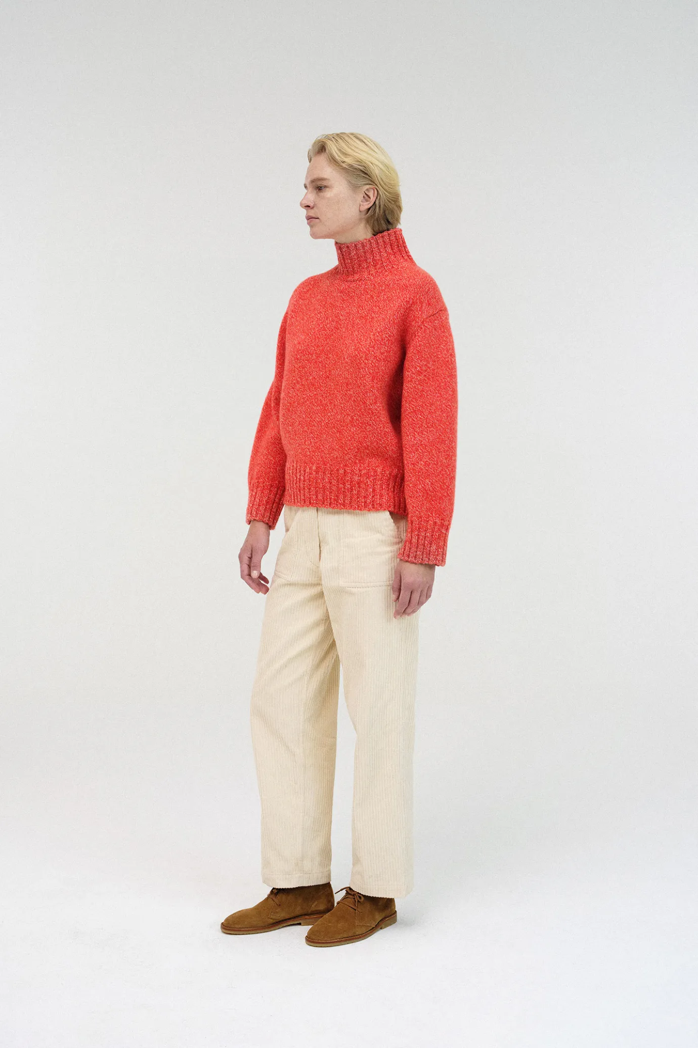 Nothing written Knitwear-Boyfriend turtle neck sweater (Red and white)