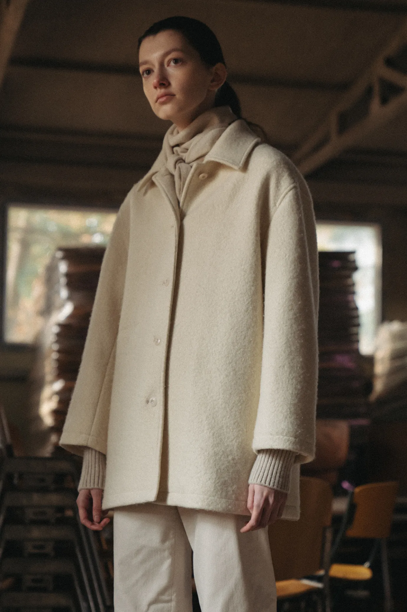 Nothing written Accessories-Cashmere half muffler (Camel)