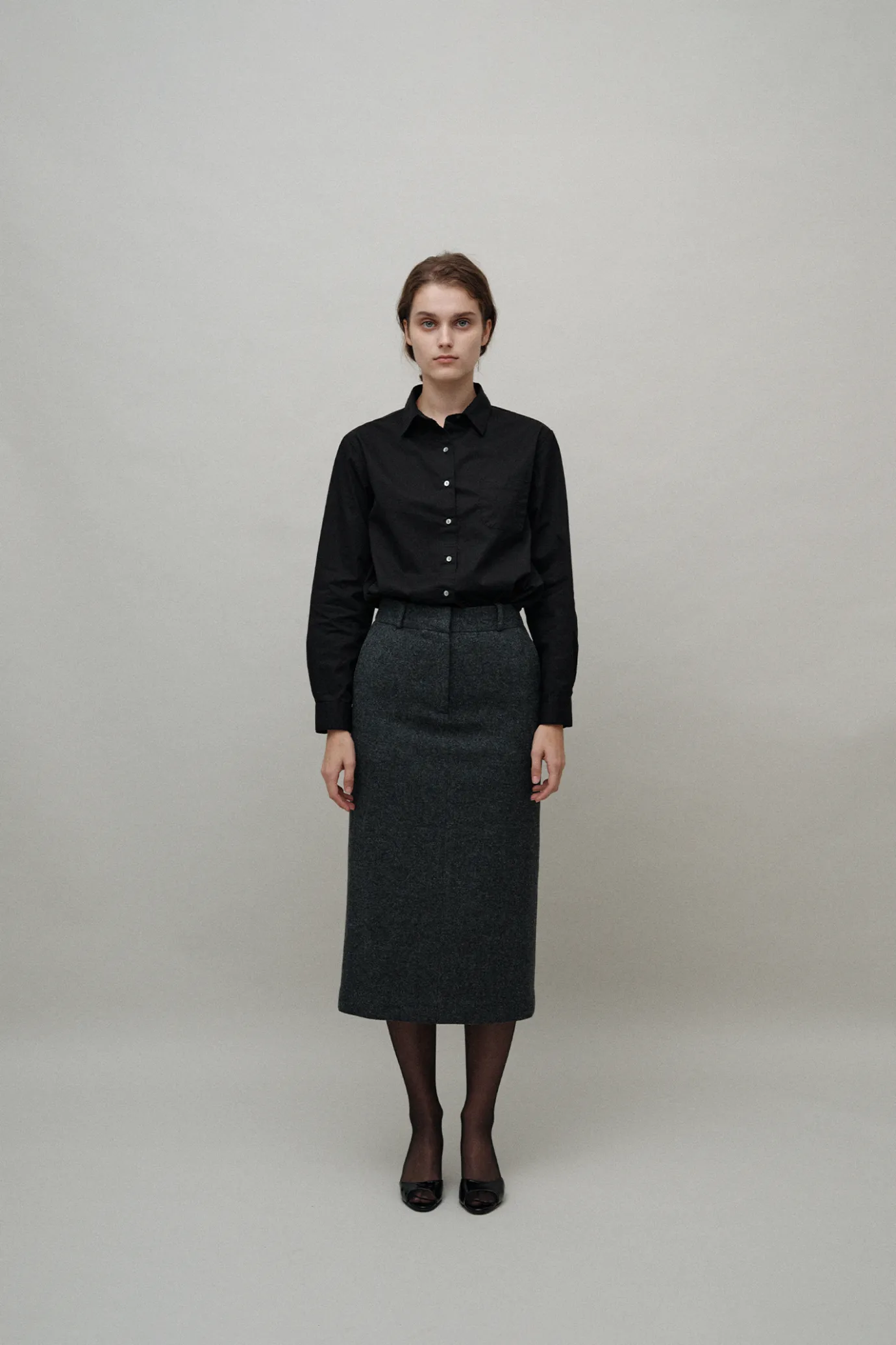 Nothing written Shirt-Classic standard cotton shirt (Black)