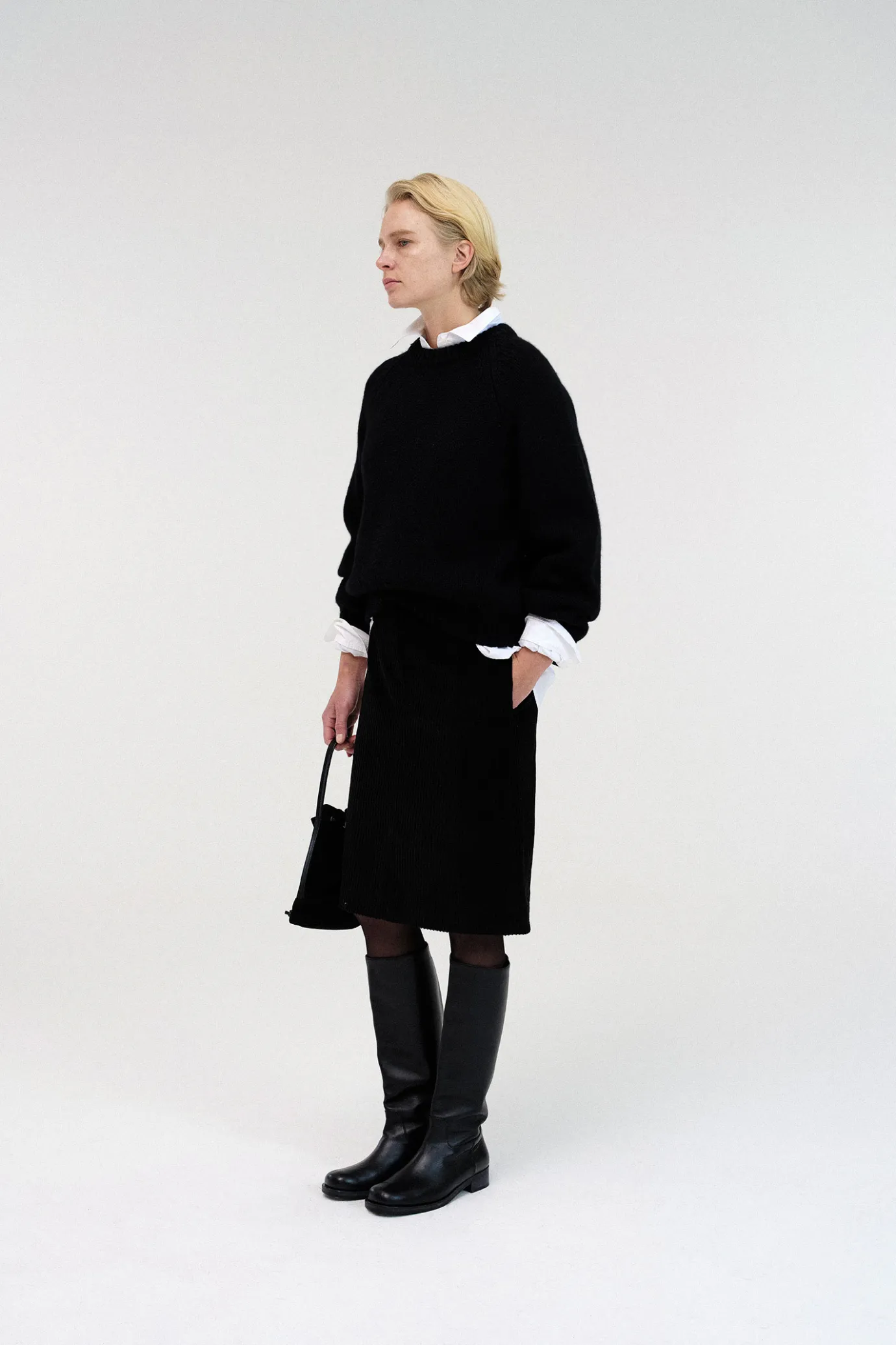 Nothing written Skirts-Corduroy h-line skirt (Black)