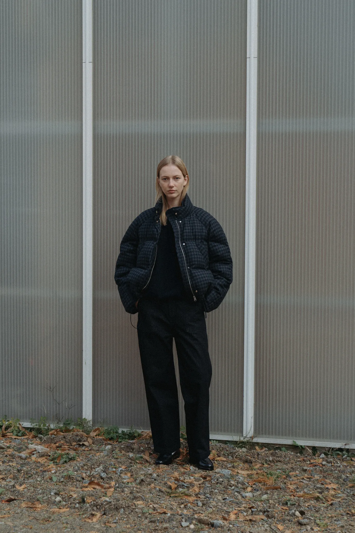 Nothing written Outwears-Cropped string puffer jacket (Hale navy)