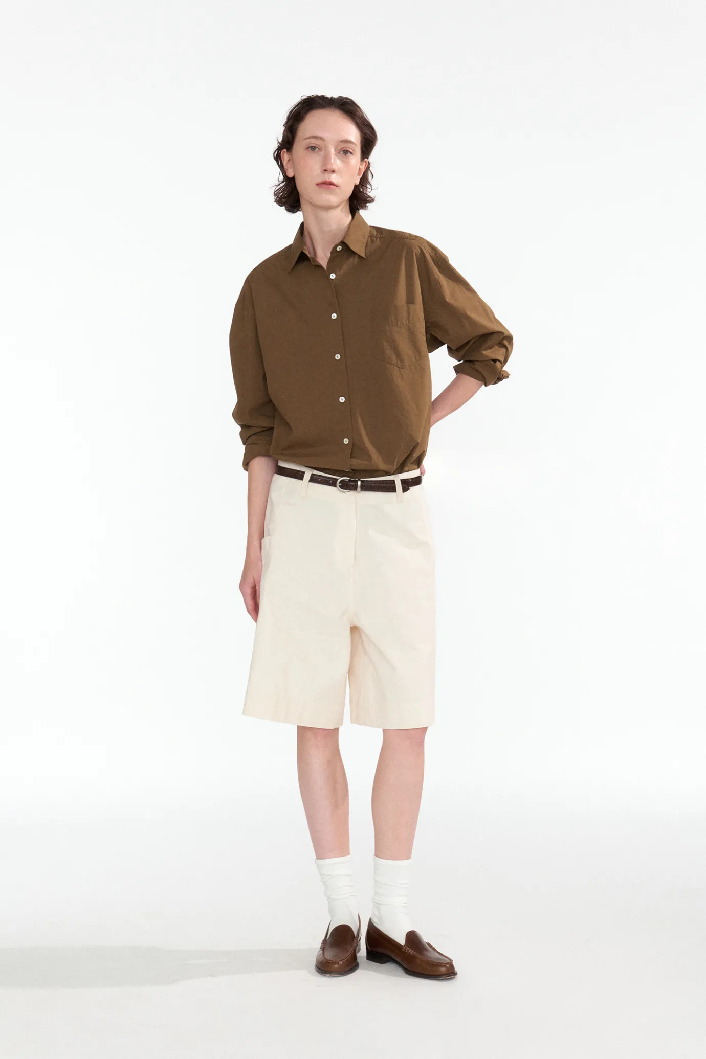 Nothing written Shirt-Dover basic shirt (Olive brown)