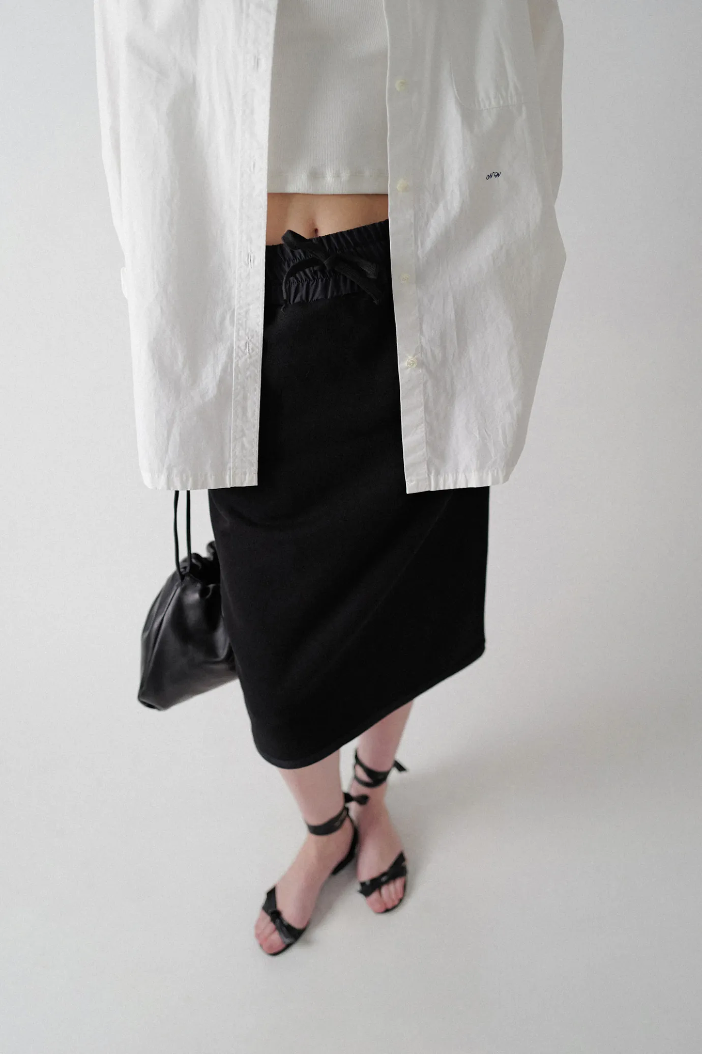 drawstring_cotton_midi_sk_3.webp Nothing written Skirts-Drawstring cotton midi skirt (Black)