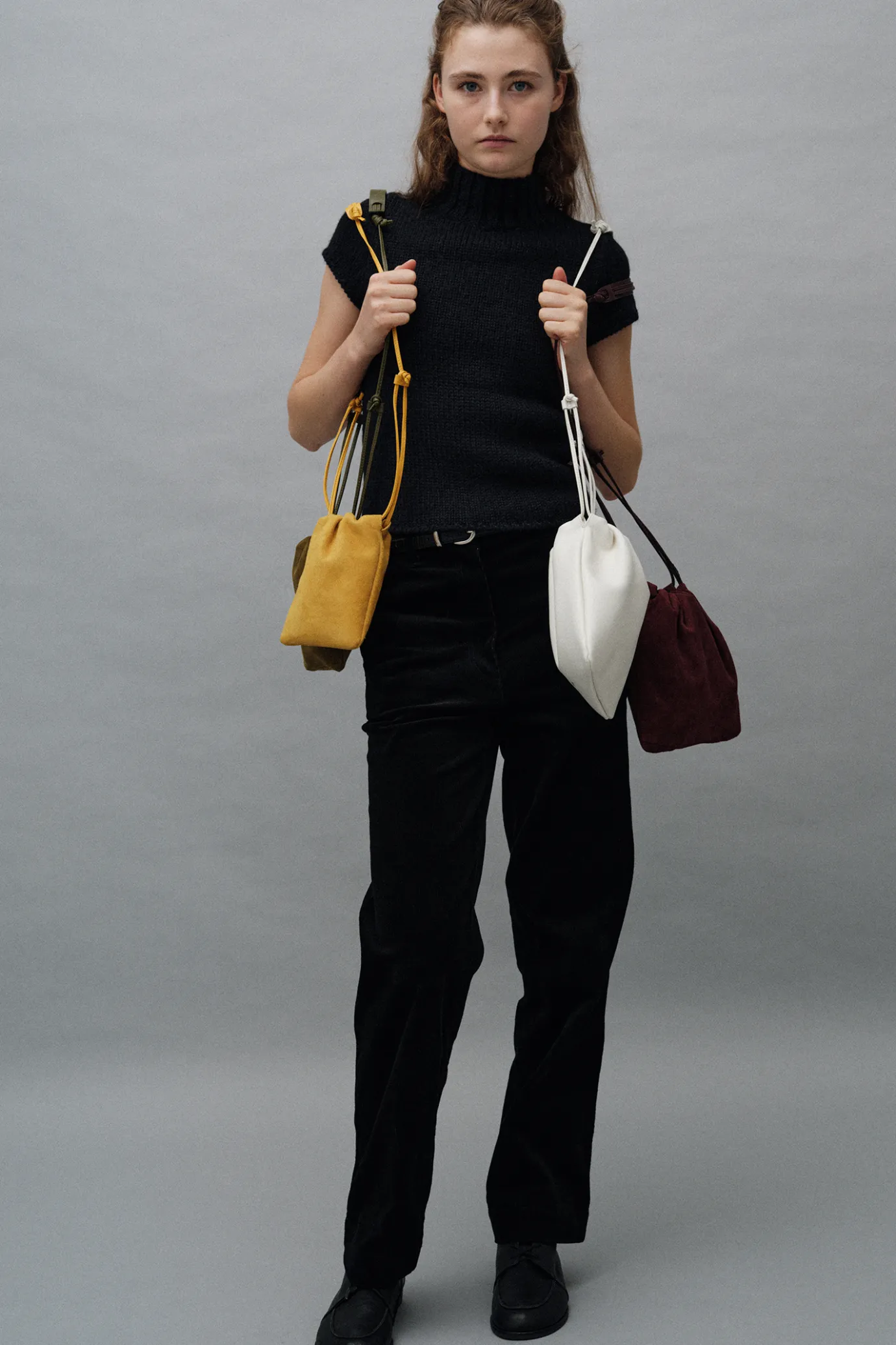 Nothing written Bags-Fatu shoulder mini bag (Mustard suede)