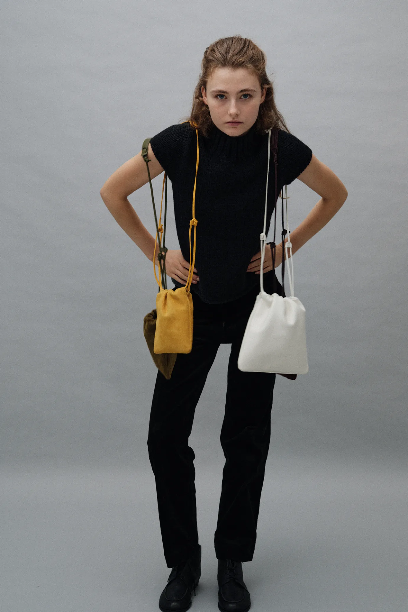 Nothing written Bags-Fatu shoulder mini bag (Mustard suede)