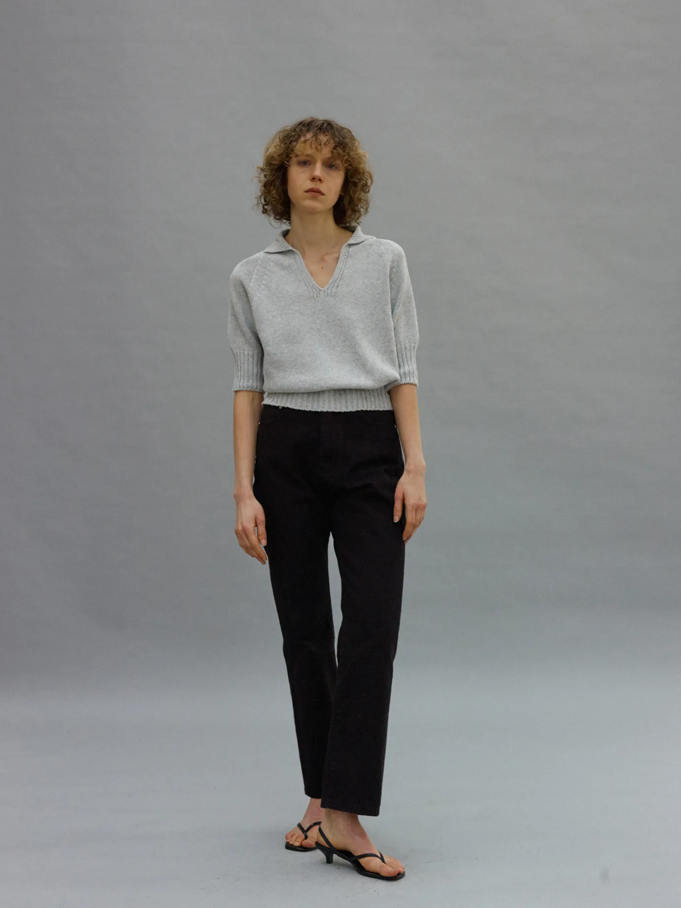 h__cotton_polo_pullover_g_6.webp Nothing written Knitwear-45H / Cotton polo pullover (Gray)