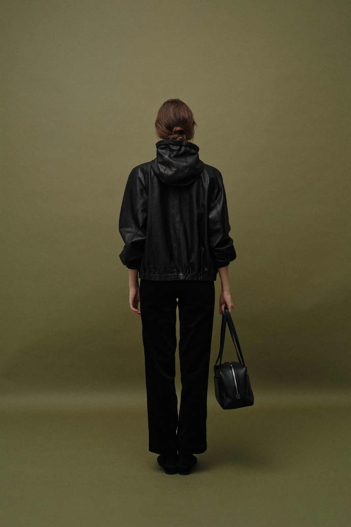 hooded_leather_blouson_ja_2.webp Nothing written Outwears-Hooded leather blouson jacket (Black)