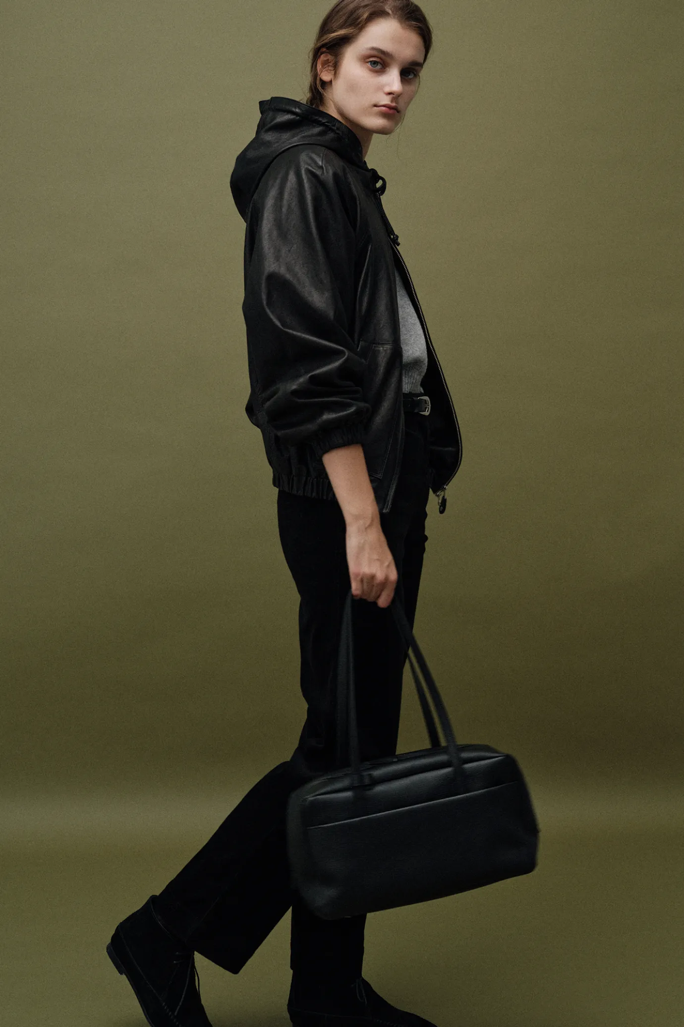 hooded_leather_blouson_ja_5.webp Nothing written Outwears-Hooded leather blouson jacket (Black)