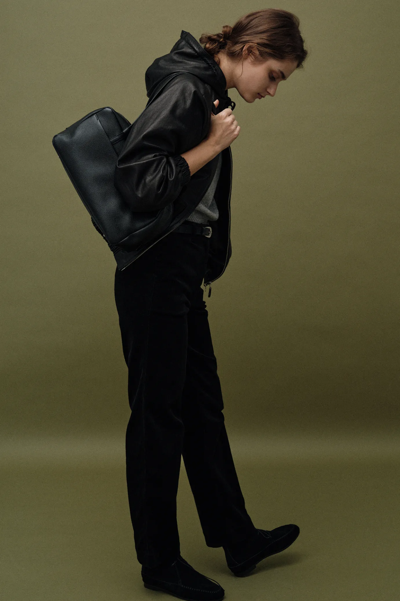 hooded_leather_blouson_ja_7.webp Nothing written Outwears-Hooded leather blouson jacket (Black)