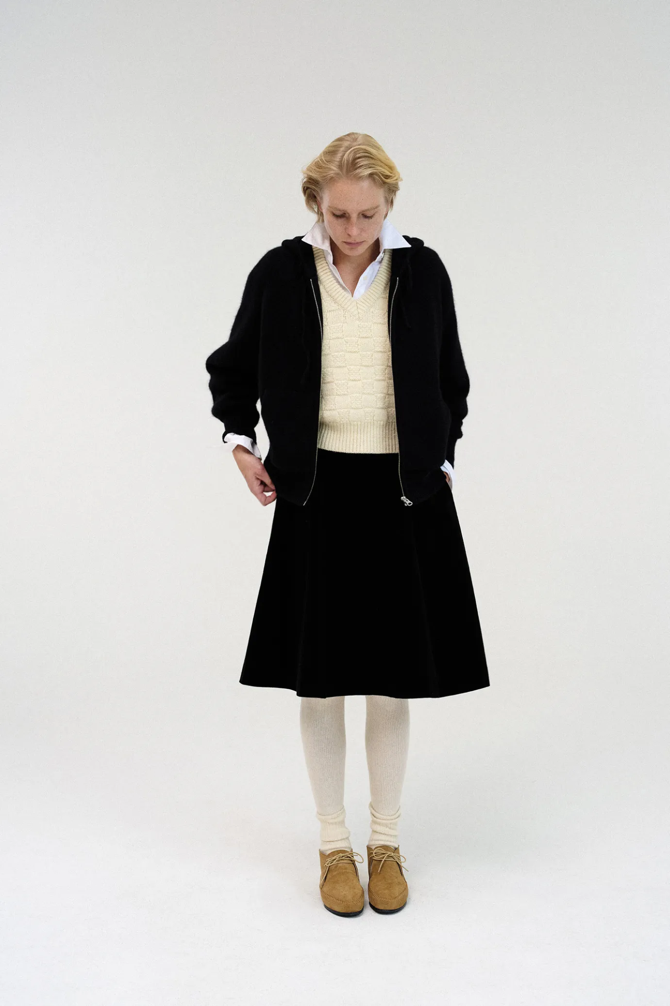 Nothing written Outwears | Knitwear-Lilo alpaca hoodie zip up (Black)