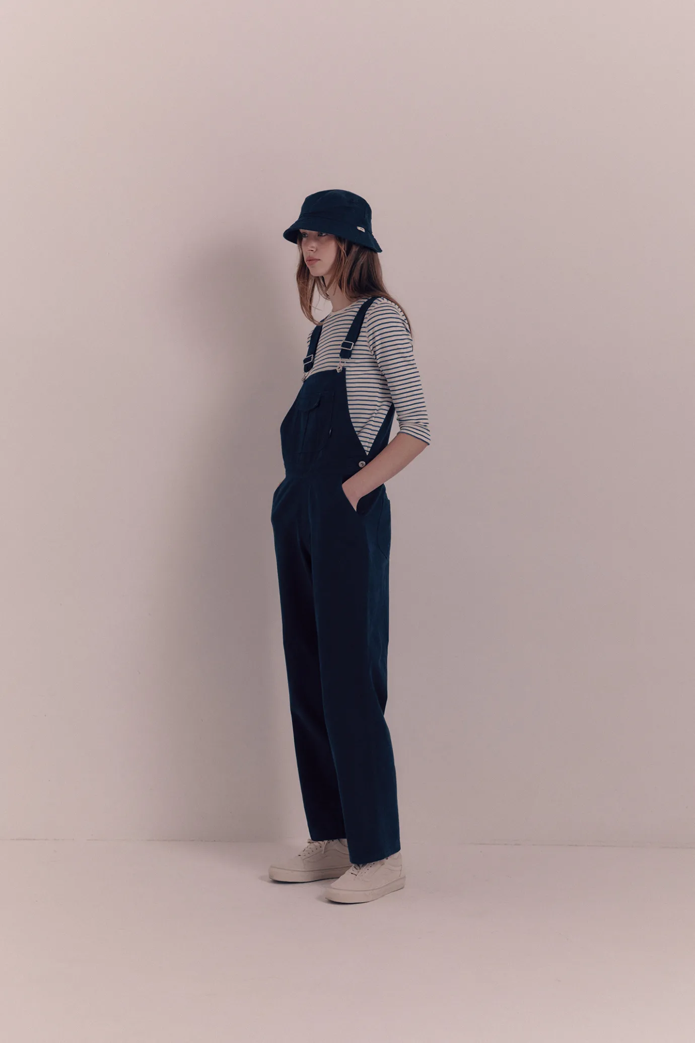 Nothing written T-shirt-2ND / Hana slim t-shirt (Blue stripe)