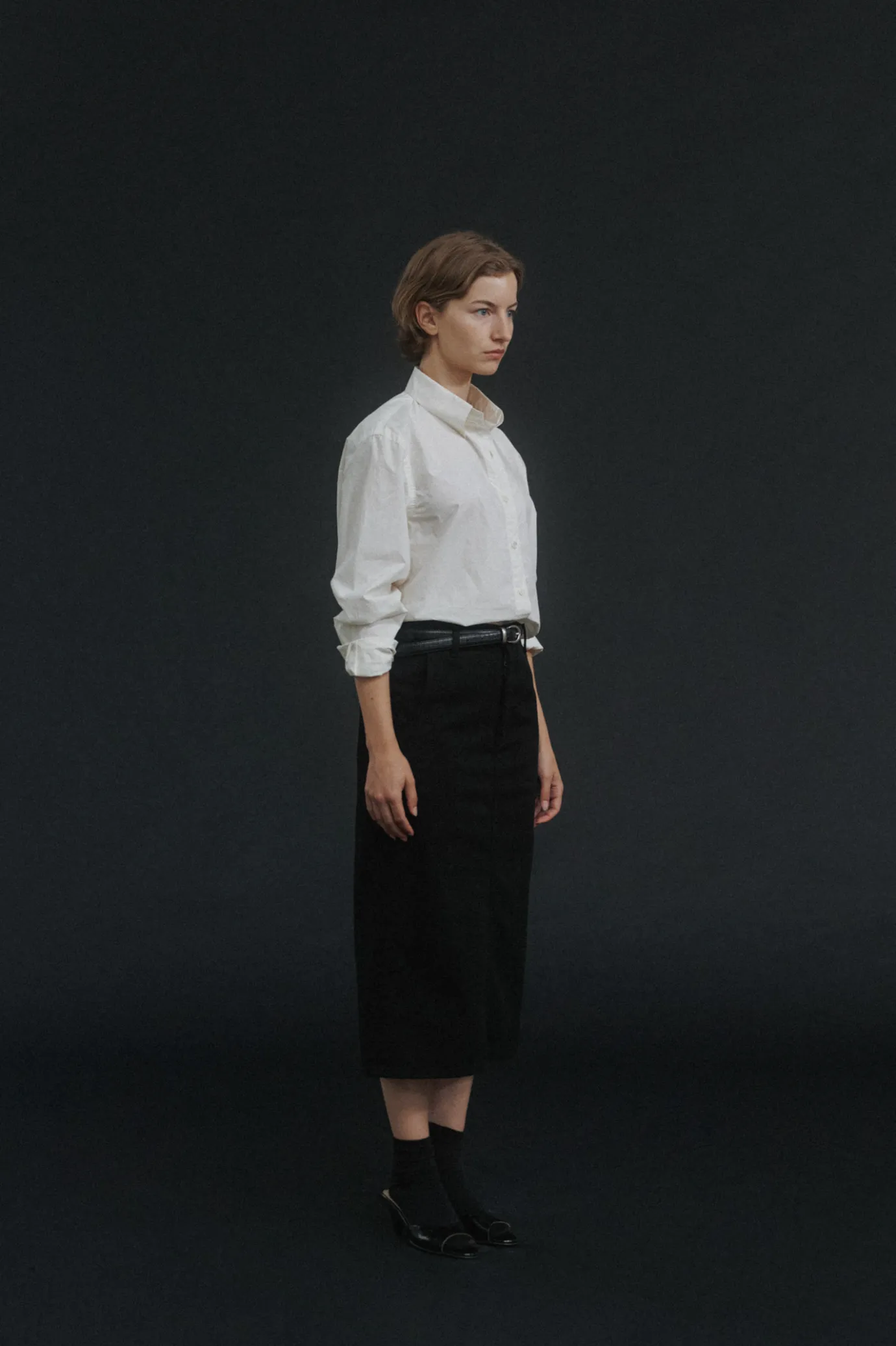 Nothing written Skirts-2ND / H-line long skirt (Washed black)