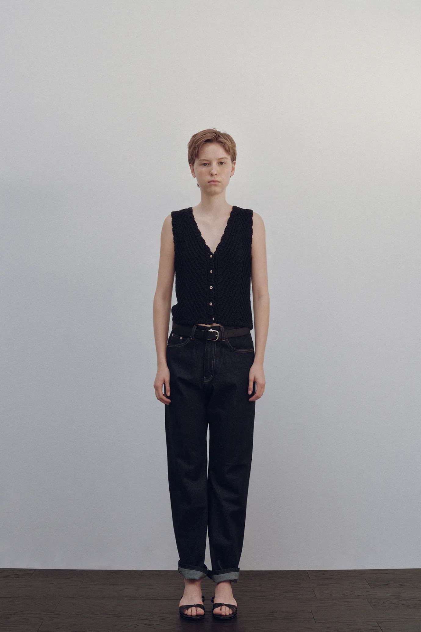 Nothing written Knitwear-2ND / Rie knit vest (Navy)