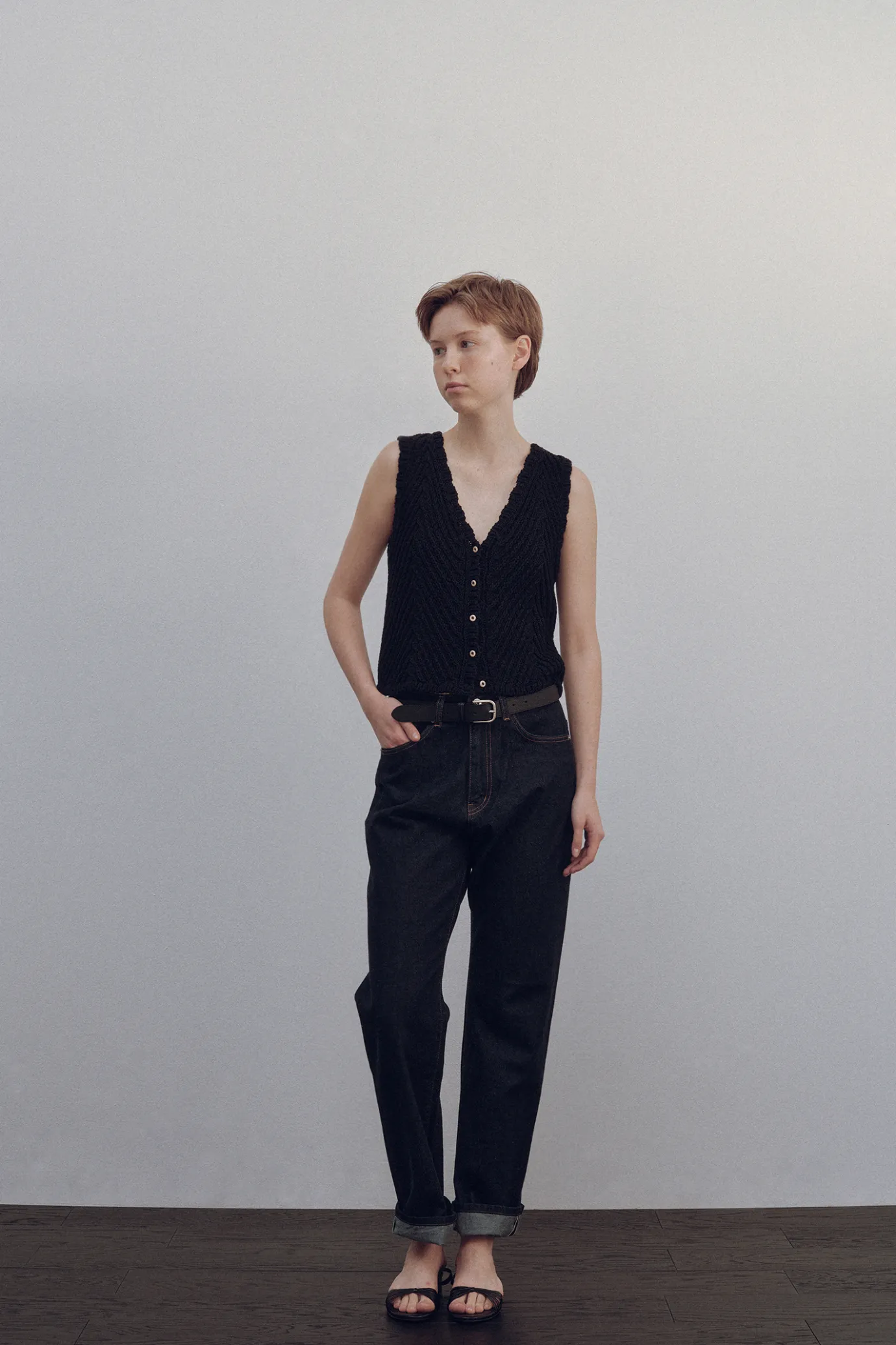 Nothing written Knitwear-2ND / Rie knit vest (Navy)