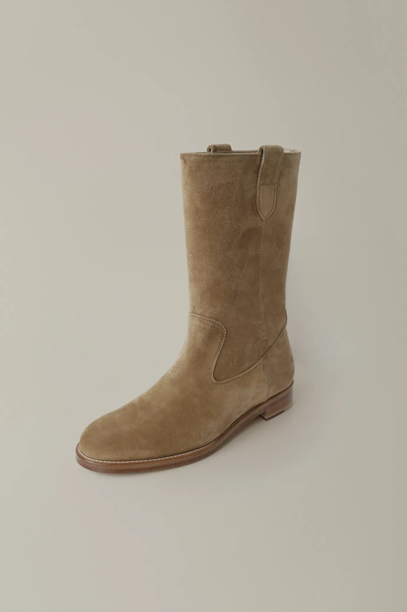 Nothing written Exclusive | Shoes-2ND / Round half suede boots (Beige)