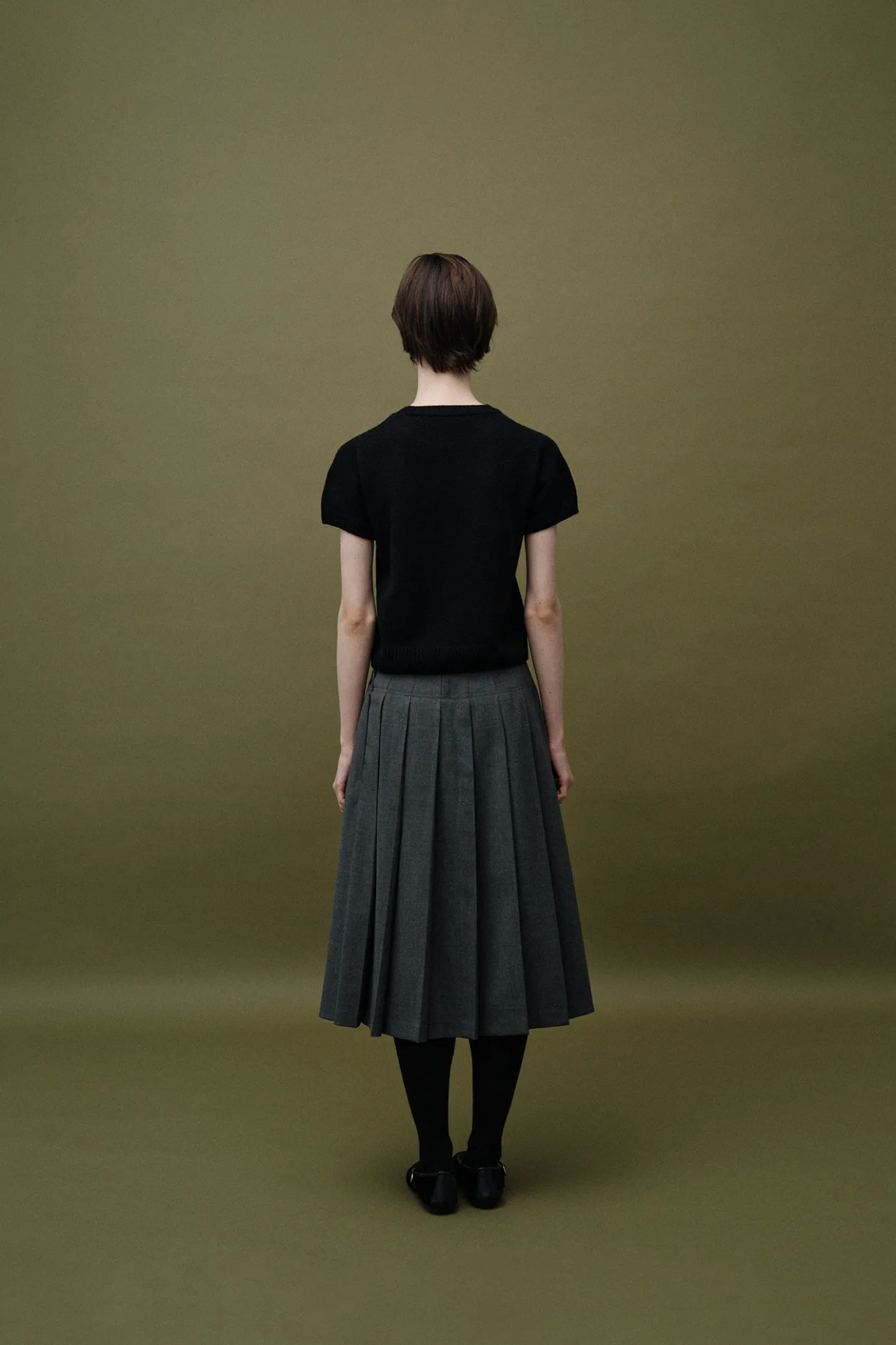 Nothing written Skirts-2ND / Wool pleated skirt (Gray)