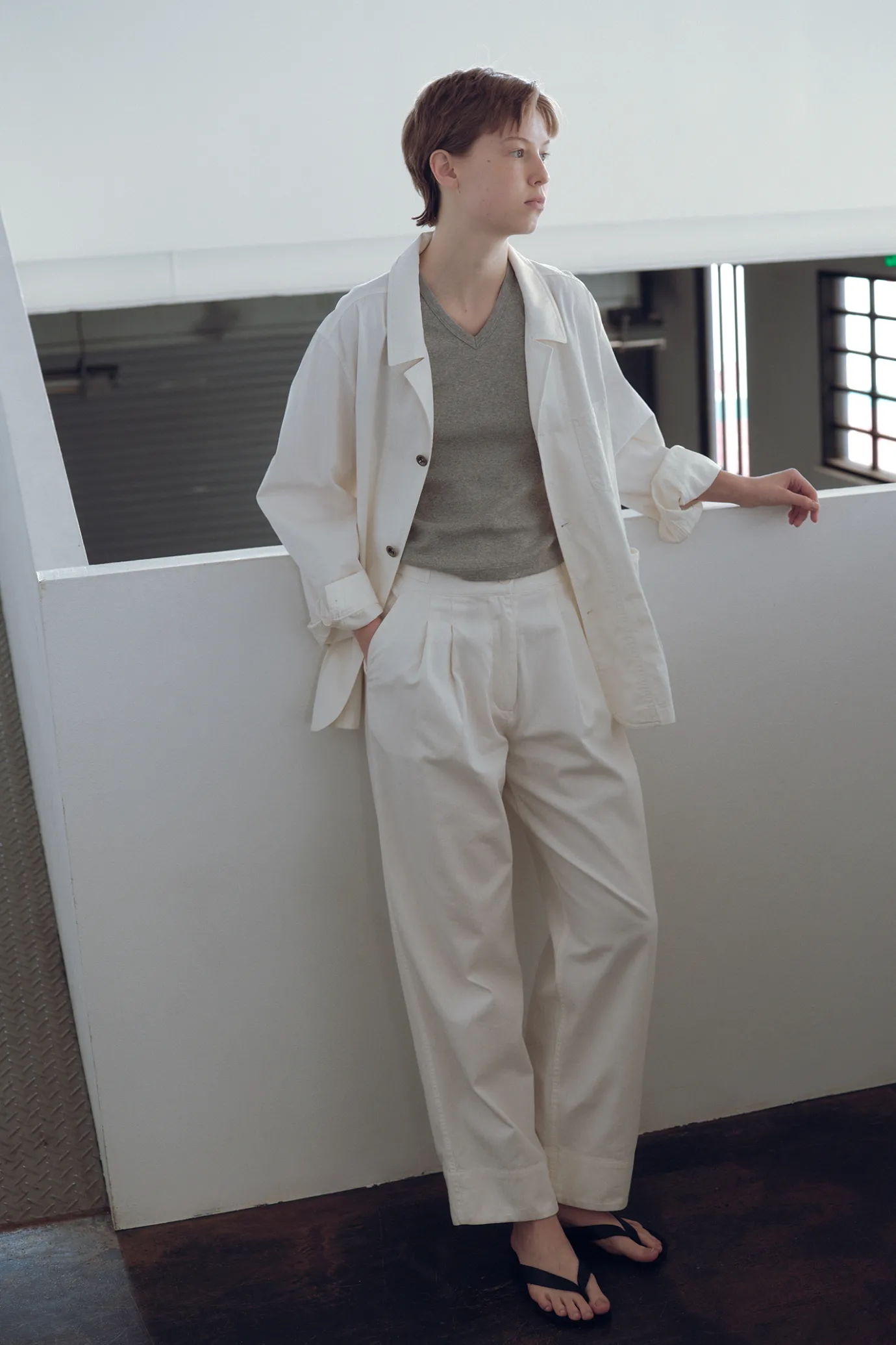 Nothing written Outwears-2ND/French work jacket (White)
