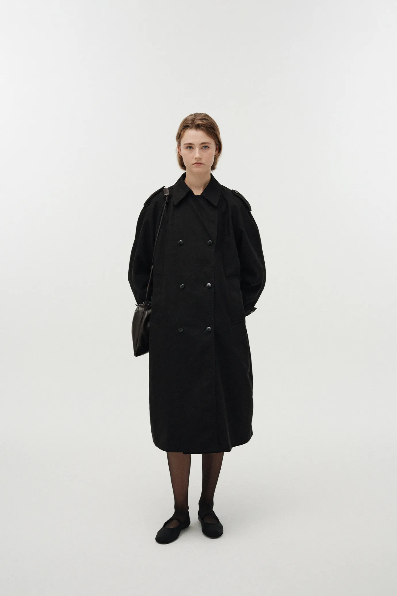 Nothing written Outwears-Oversized double-breasted trench (Black)