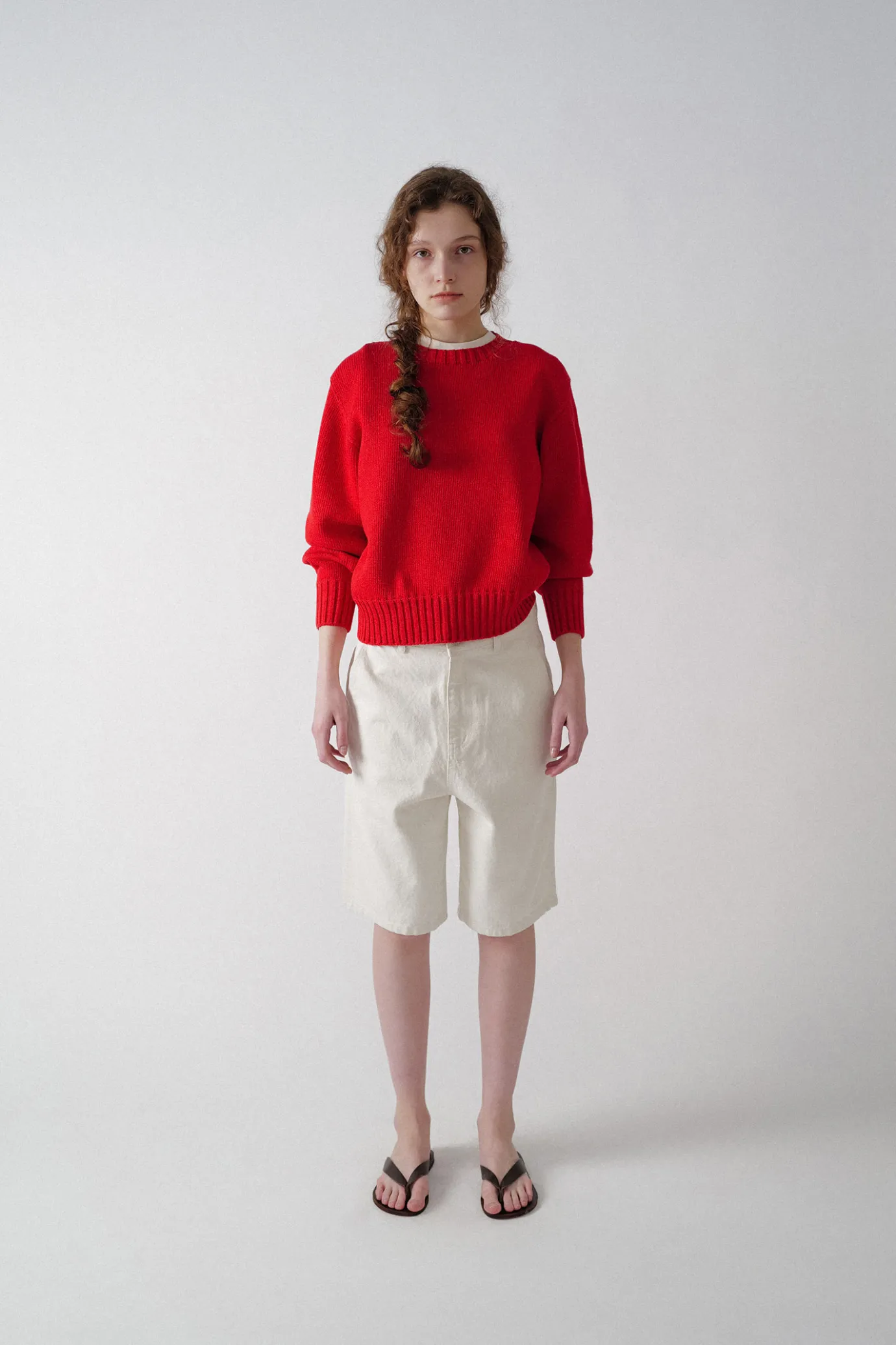 Nothing written Knitwear-Piya cotton wholegarment knit (Red)