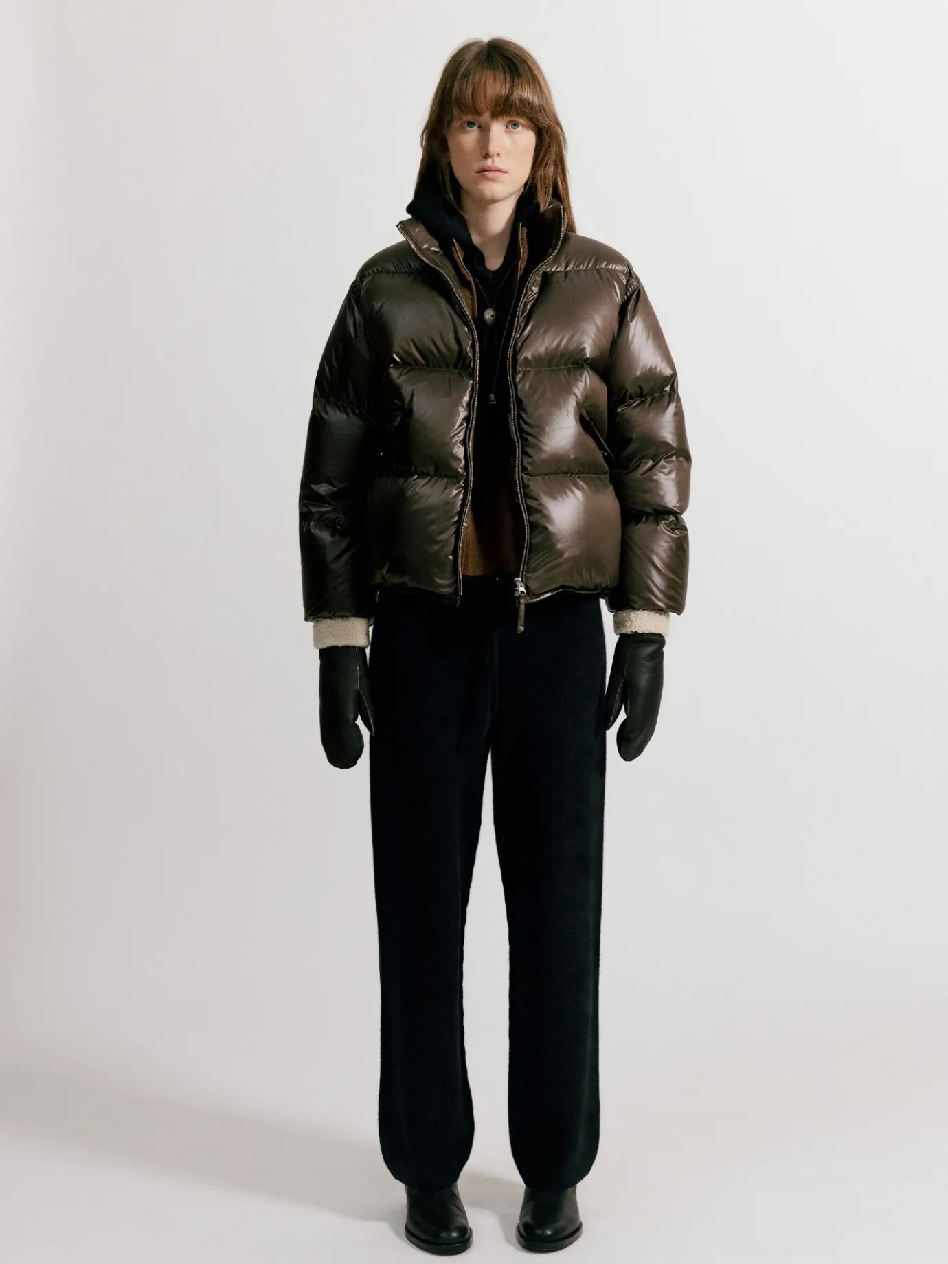 Nothing written Outwears-3RD / Hoore puffer jacket (Vintage brown)