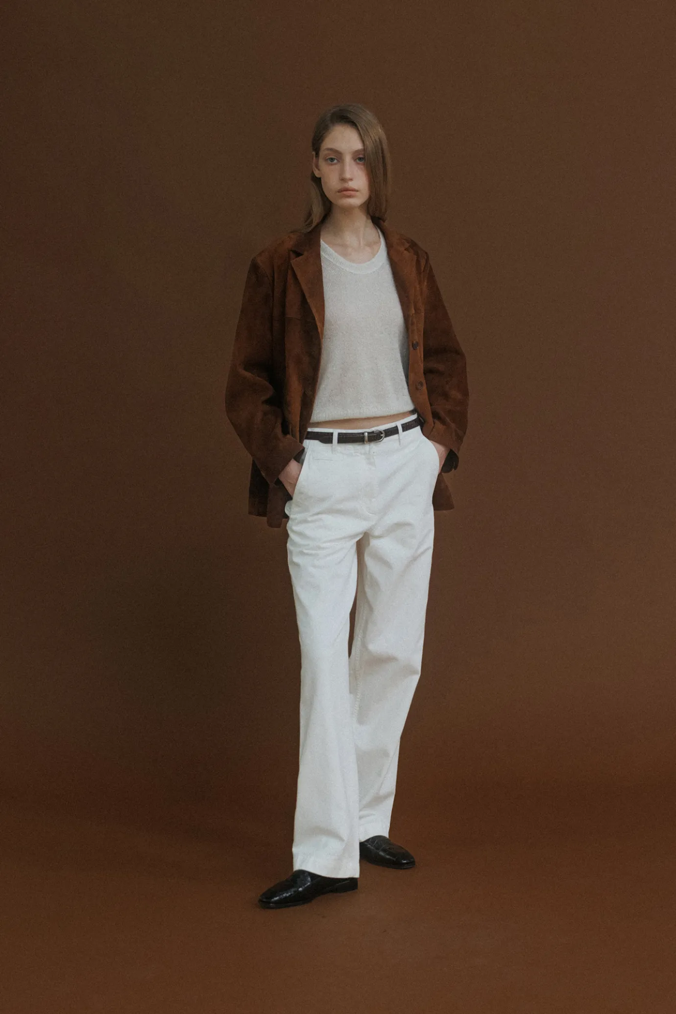 Nothing written Outwears-3RD / Norman leather jacket (Amber brown)