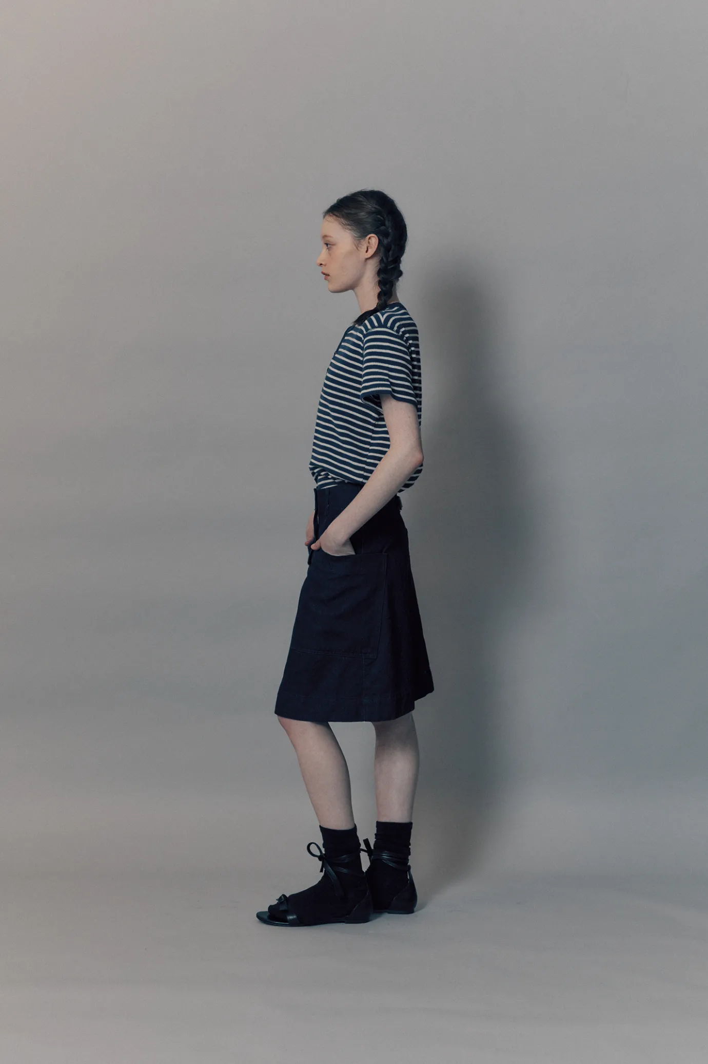 Nothing written T-shirt-3RD / Penico stripe t-shirt (Navy)