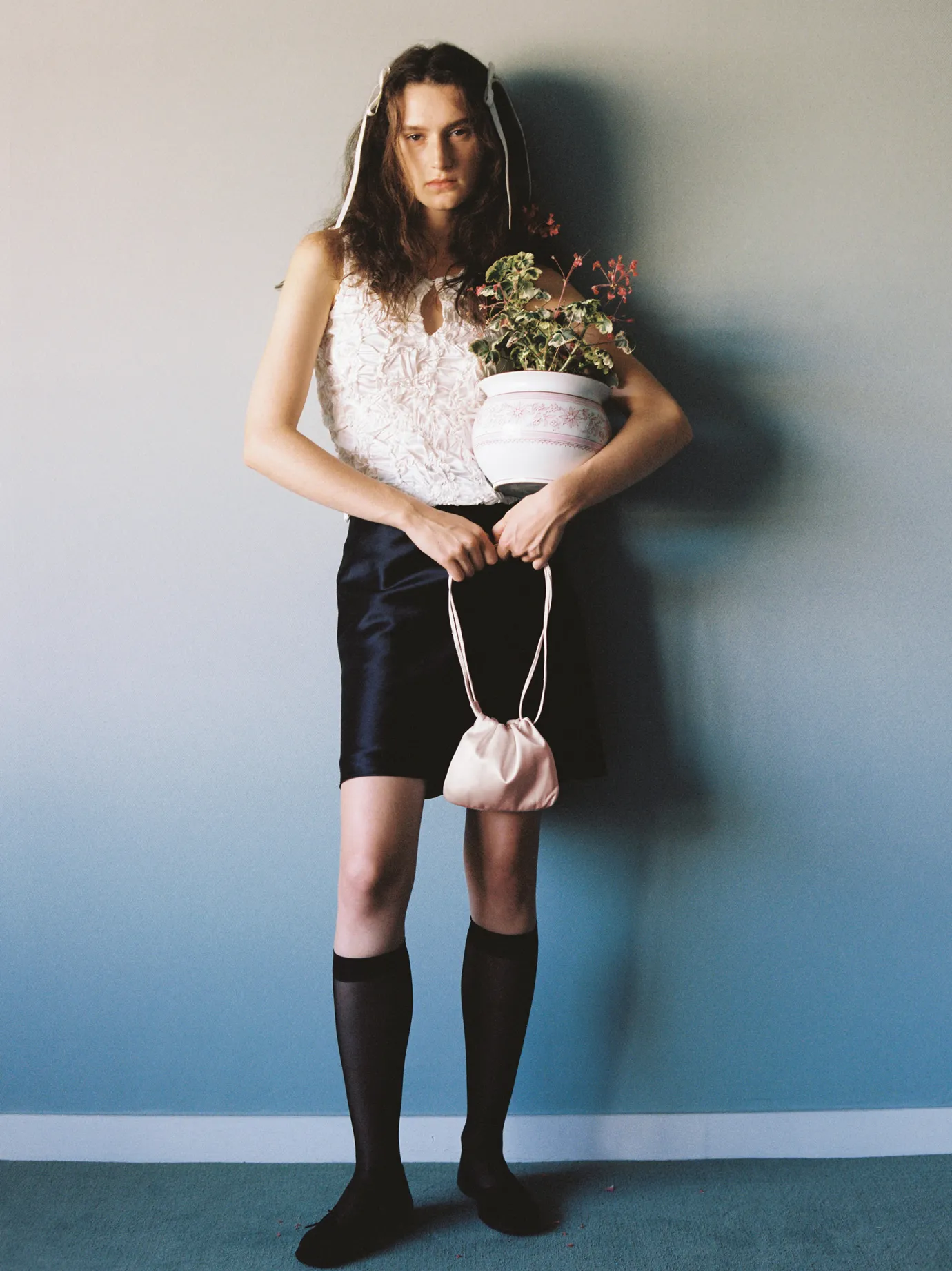 Nothing written Skirts-Silk satin midi skirt (Black)