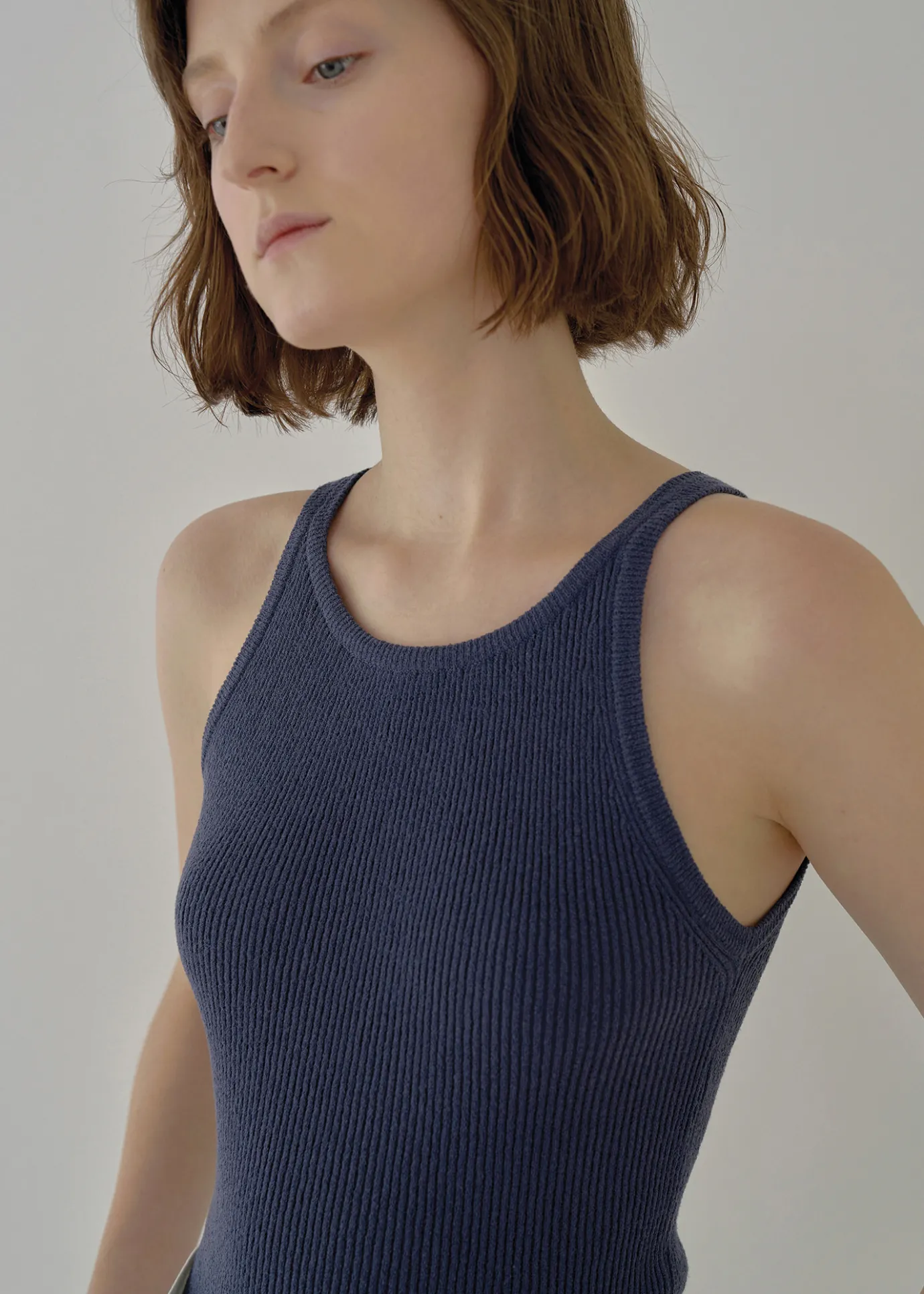 Nothing written Knitwear-4TH / Knit sleeveless (Dark blue)
