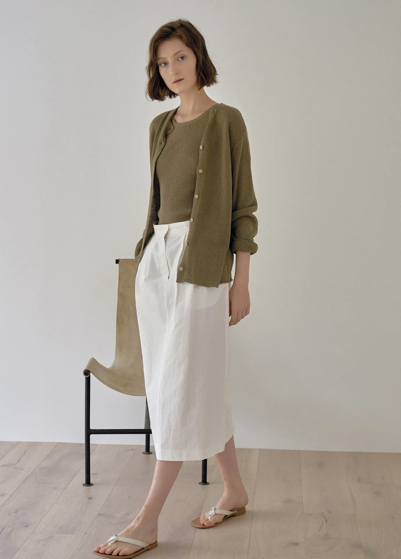 Nothing written Knitwear-4TH / Knit sleeveless (Khaki)