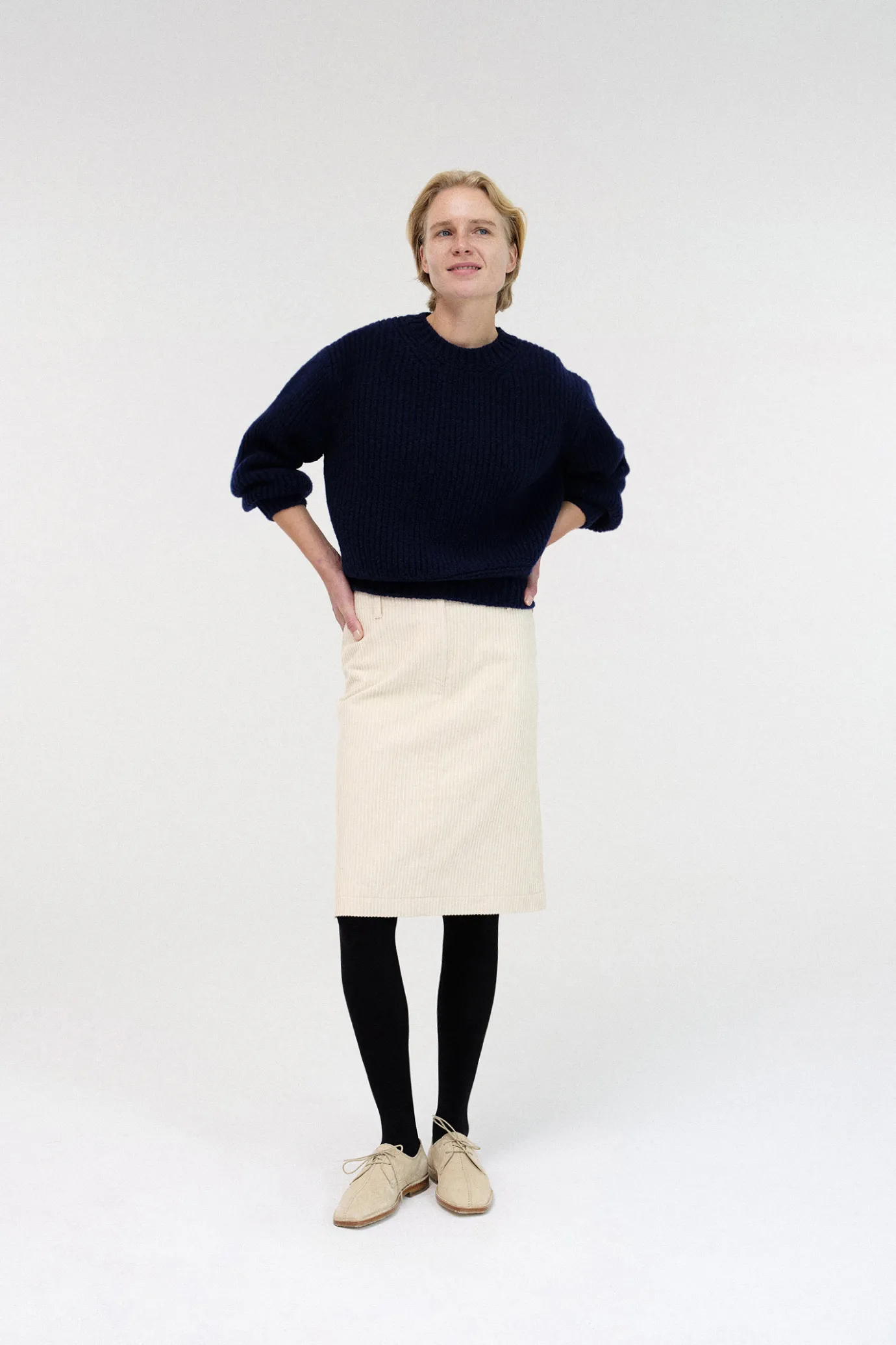 Nothing written Knitwear-Tobu volume wool knit (Navy)