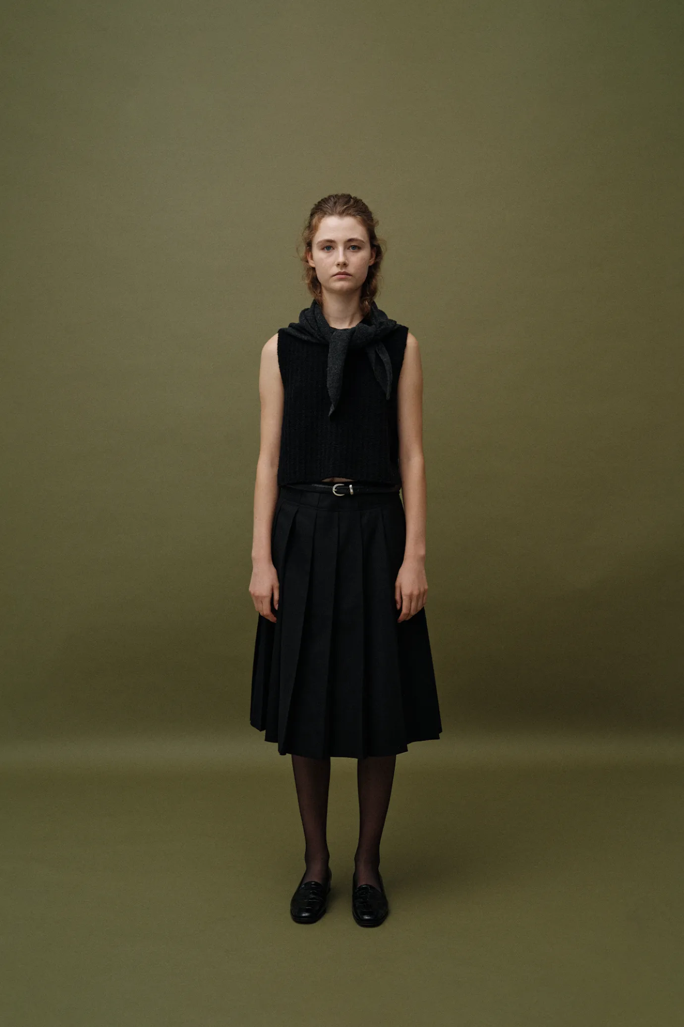 Nothing written Skirts-Wool pleated skirt (Black)