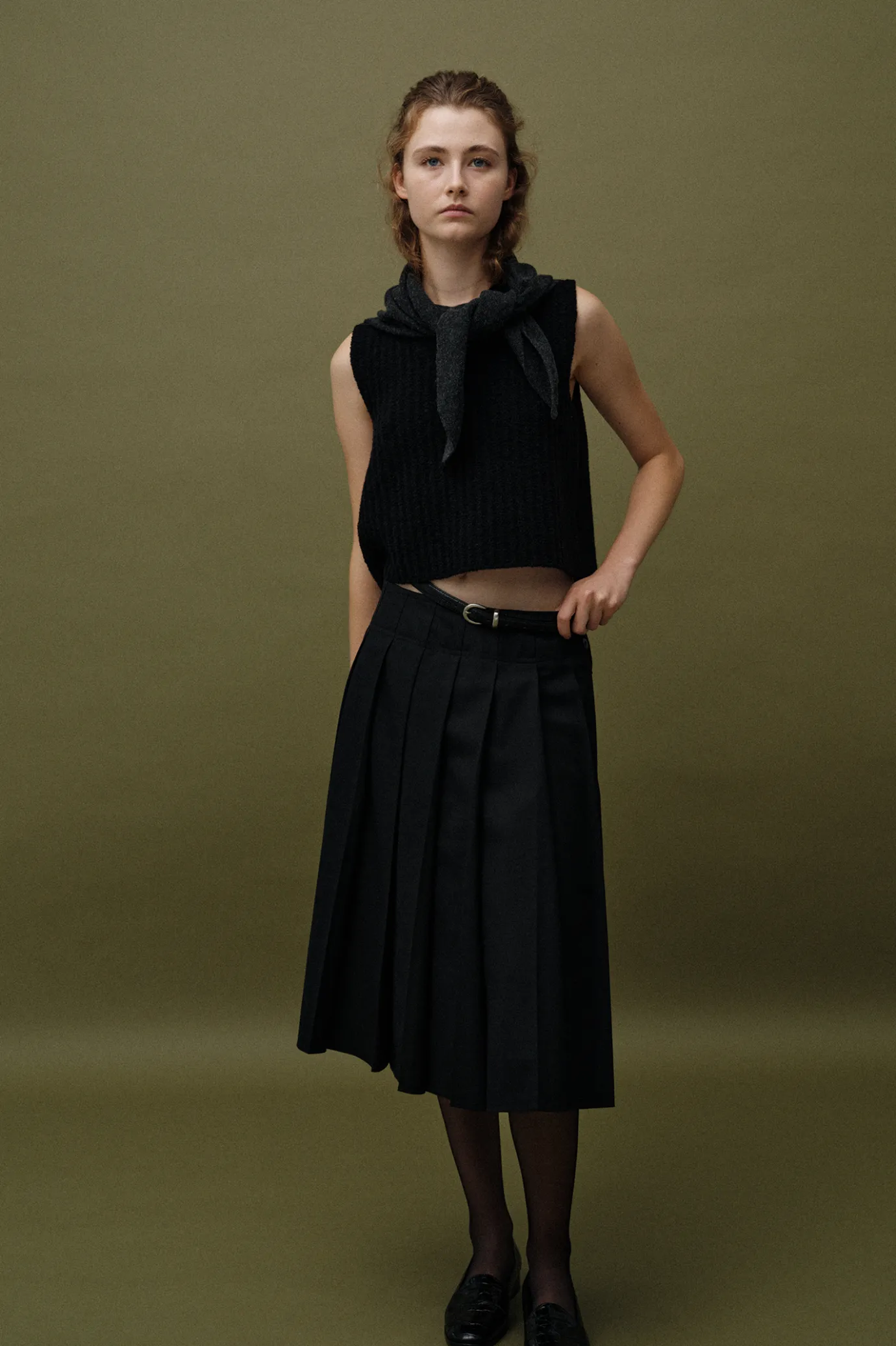 wool_pleated_skirt_black_3.webp Nothing written Skirts-Wool pleated skirt (Black)